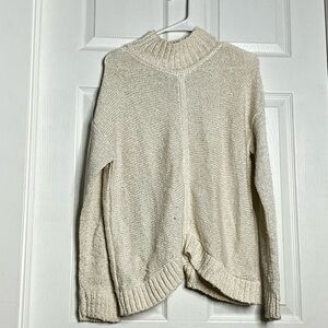 Bebe - Cream Shimmer Knit Long Sleeve Sweater - Size L